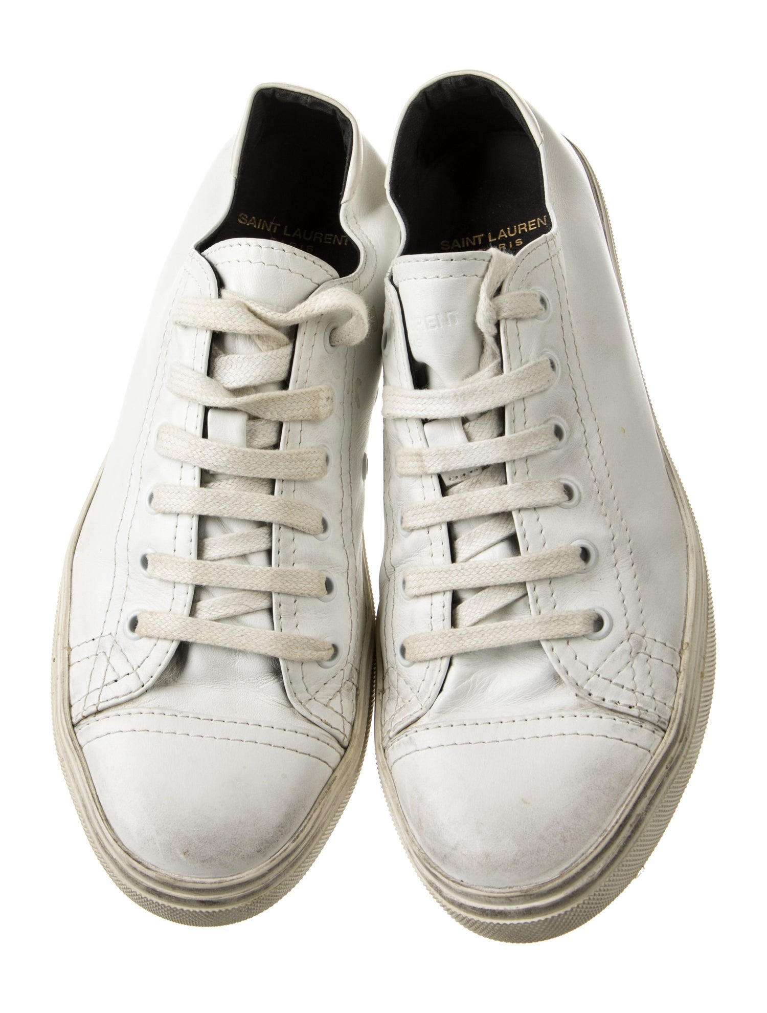 Saint Laurent Leather Distressed Accents Sneakers